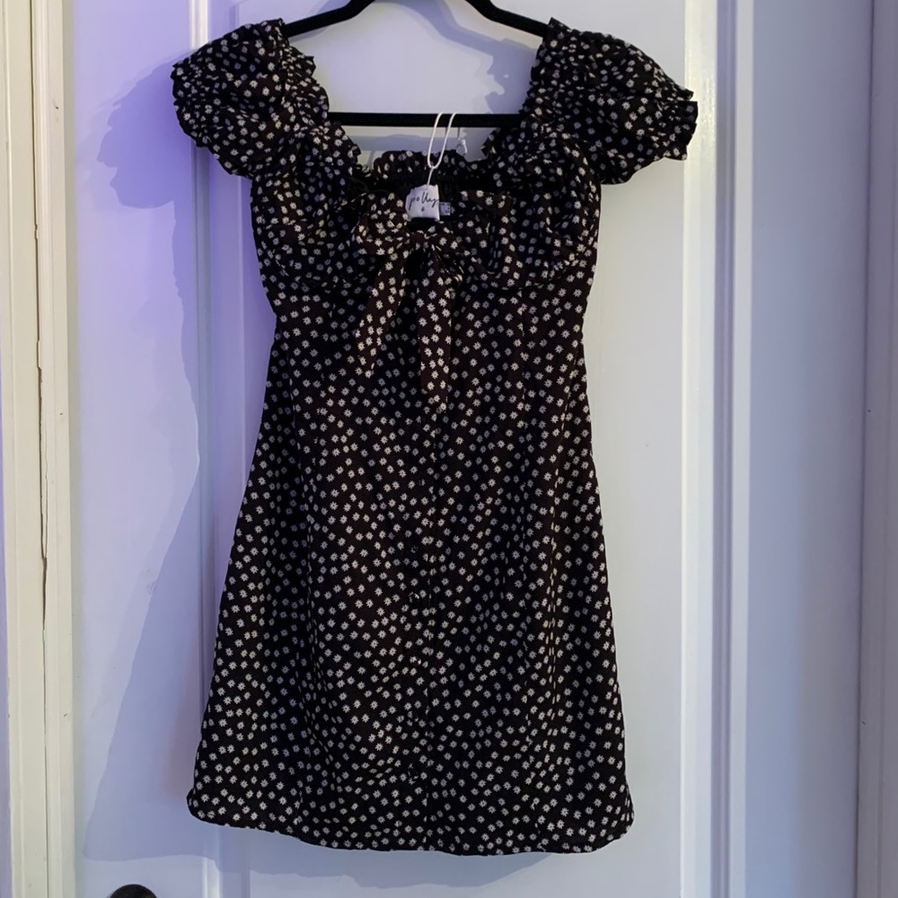 Black dress with white flowers